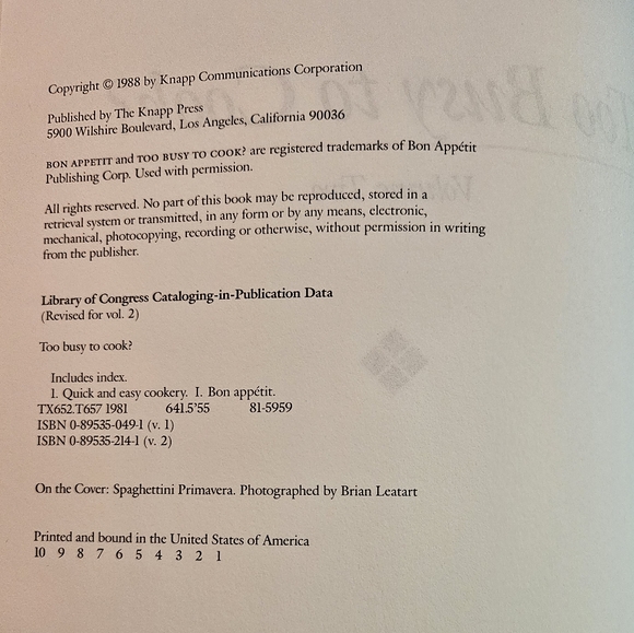 3/$15 Too Busy to Cook? Volume 2 Cookbook - Picture 7 of 8
